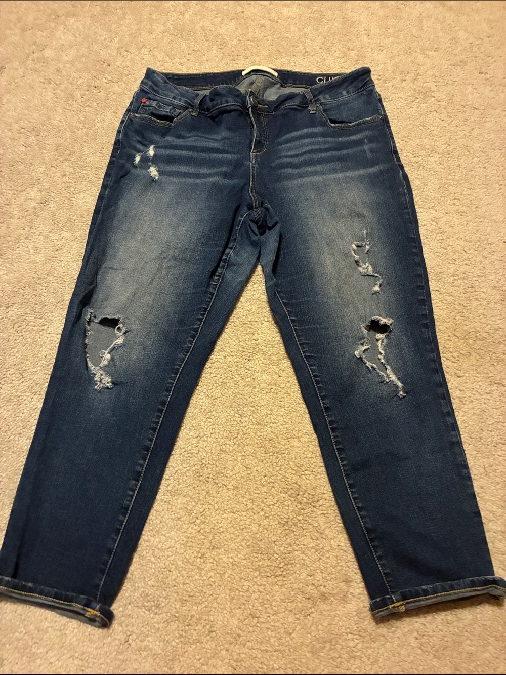 Dark Indigo Distressed Boyfriend Jeans - Women